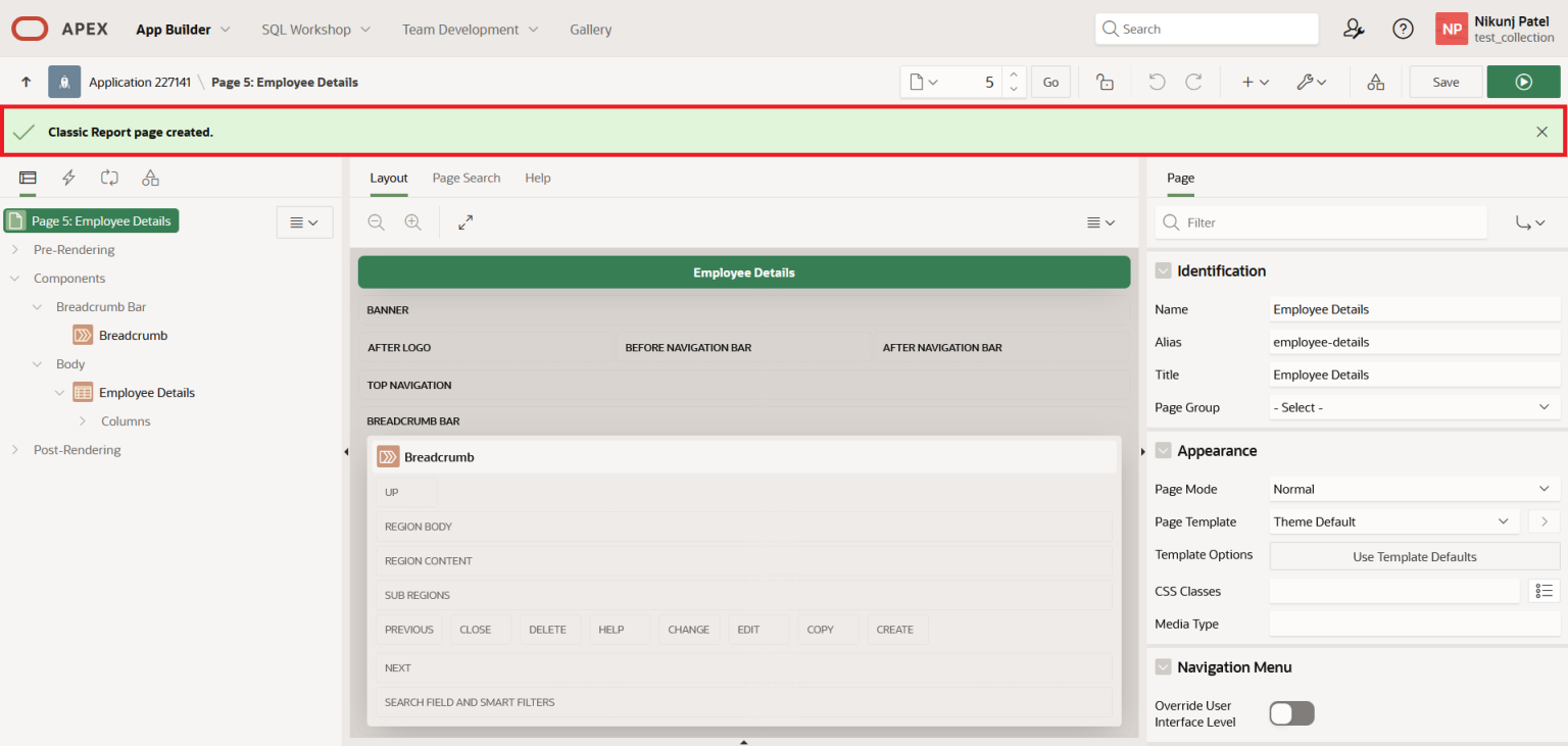 Creating a Classic Report Using the Create Page Wizard and Show Its ...